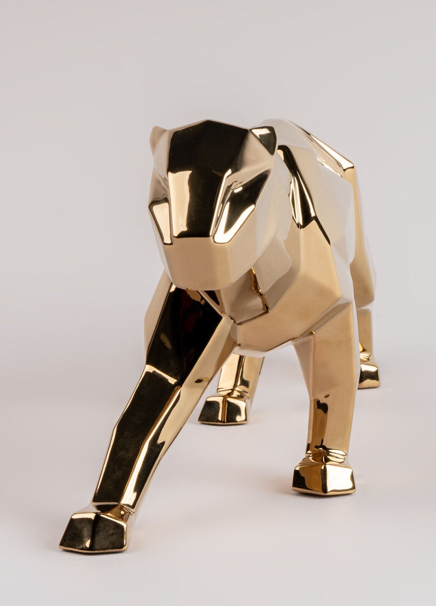 Origami Panther Figurine Metallic Gold