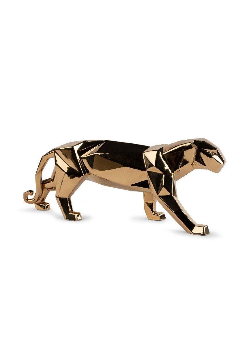 Origami Panther Figurine Metallic Gold