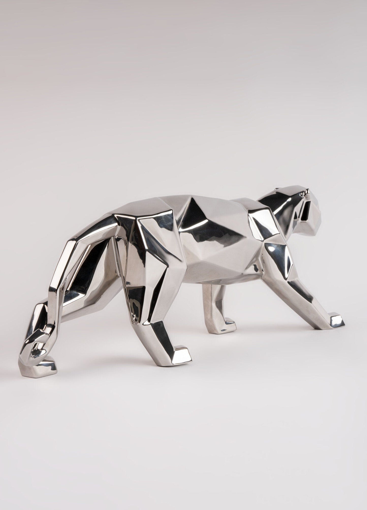 Origami Panther Figurine Metallic Silver