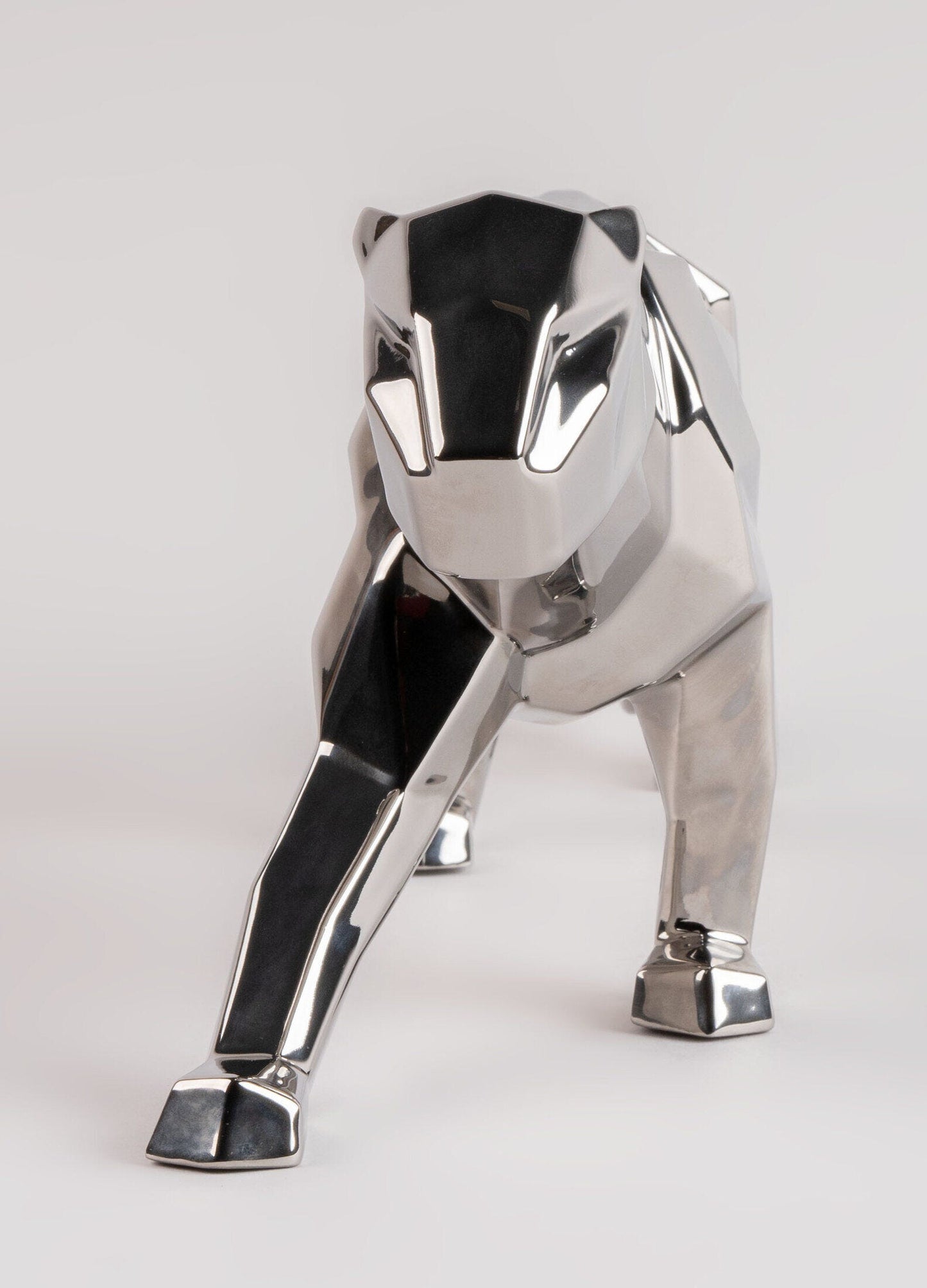 Origami Panther Figurine Metallic Silver