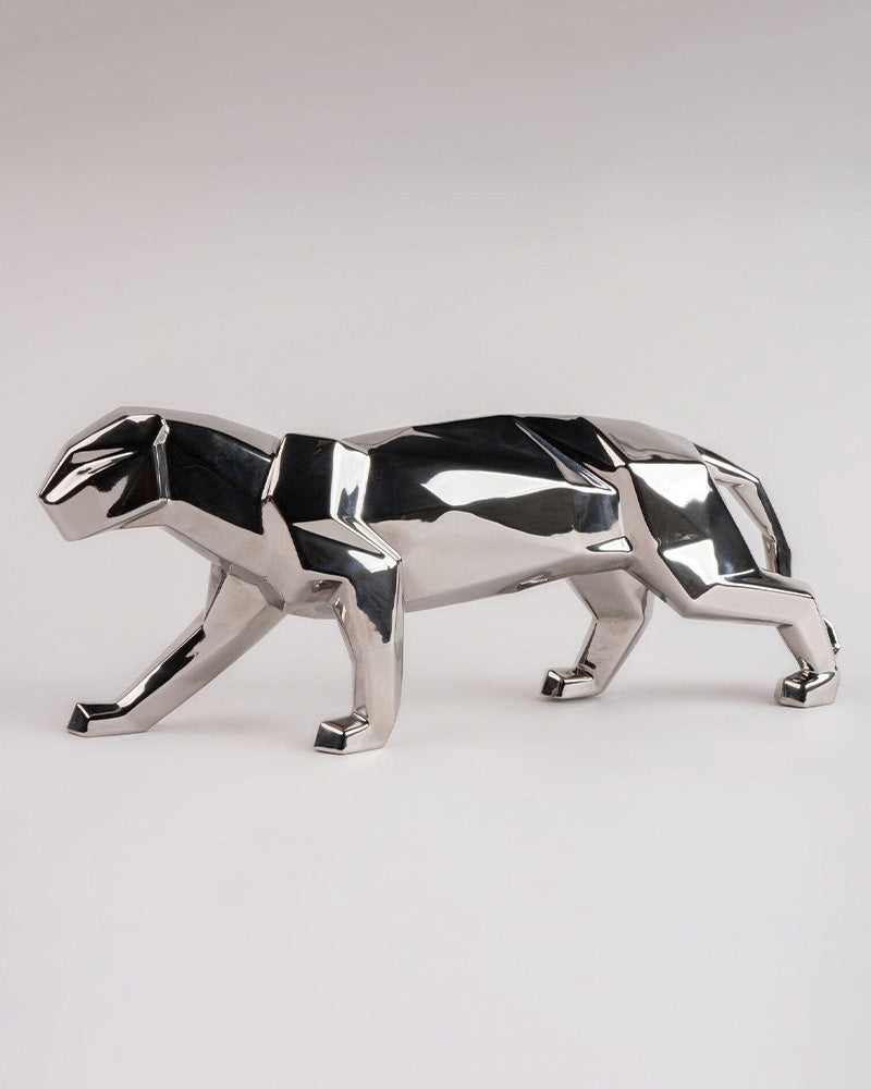 Origami Panther Figurine Metallic Silver