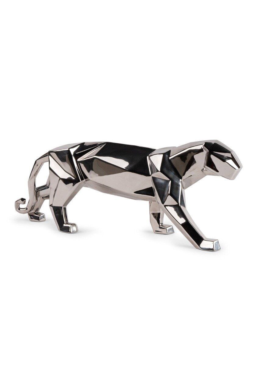 Origami Panther Figurine Metallic Silver