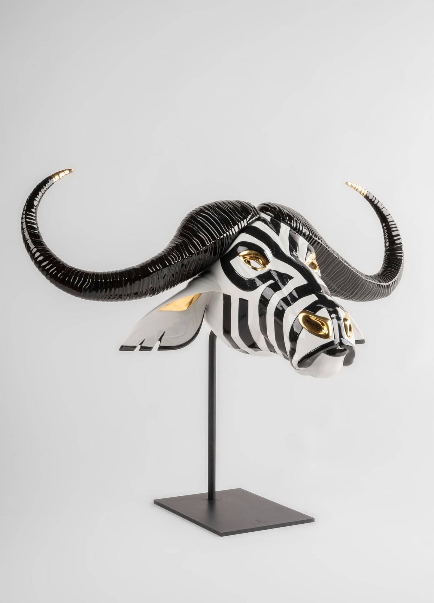 Lladró Black and Gold African Buffalo Mask Sculpture by  Lladró at   FormFluent Sydney, Australia