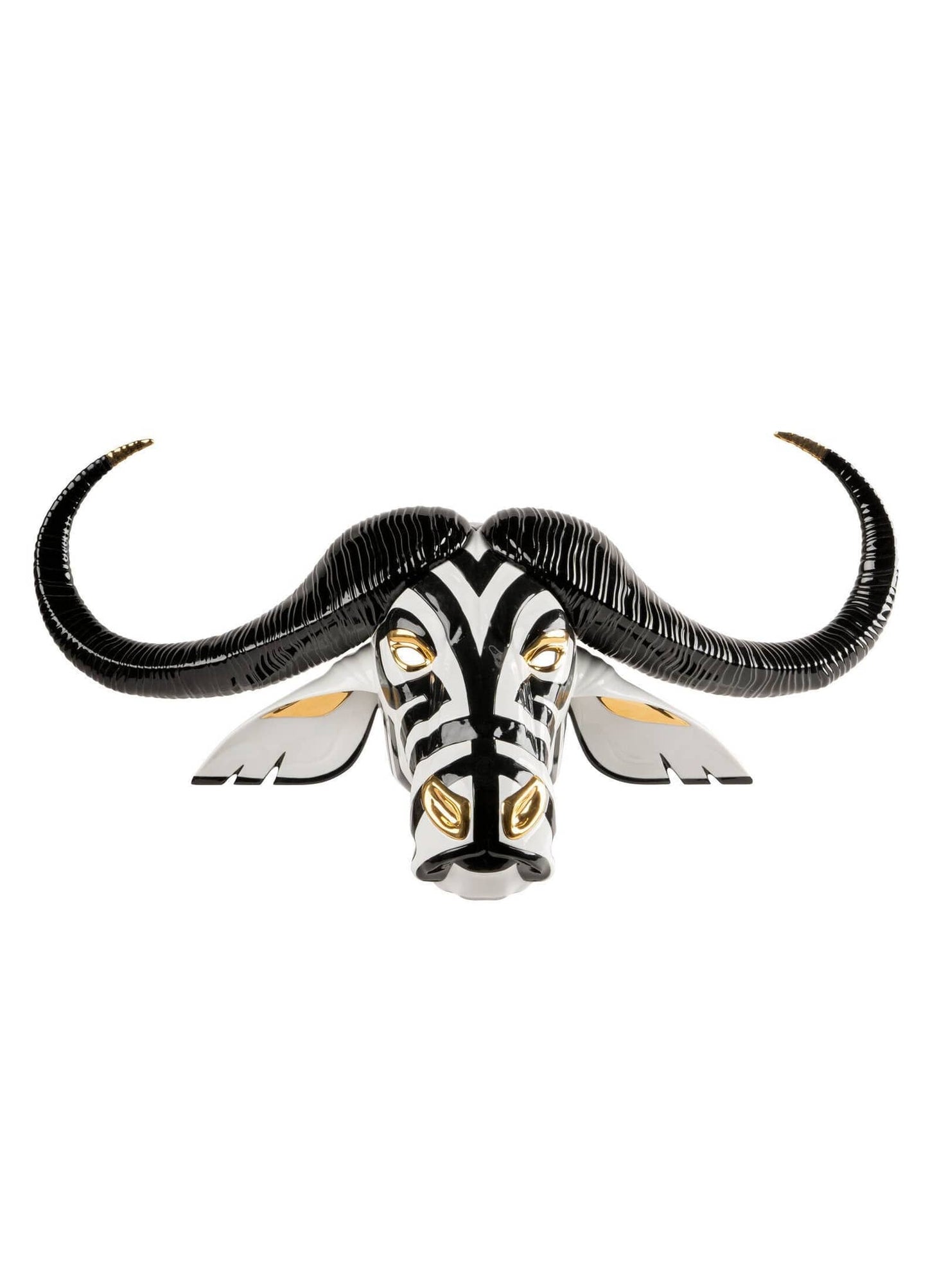 Lladró Black and Gold African Buffalo Mask Sculpture by  Lladró at   FormFluent Sydney, Australia