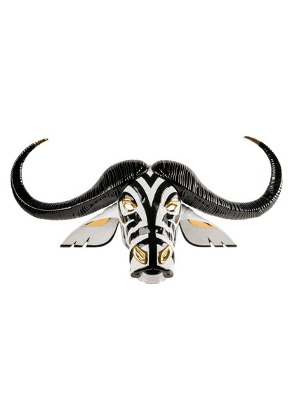 Lladró Black and Gold African Buffalo Mask Sculpture by  Lladró at   FormFluent Sydney, Australia