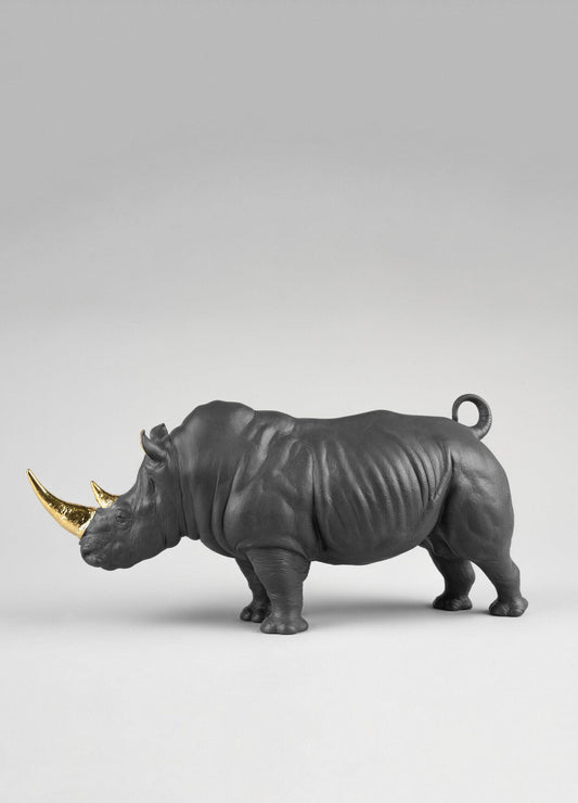 Buy Authentic Lladró Lladró Rhino Sculpture Black-Gold Limited Edition Sculpture - FormFluent Sydney Australia