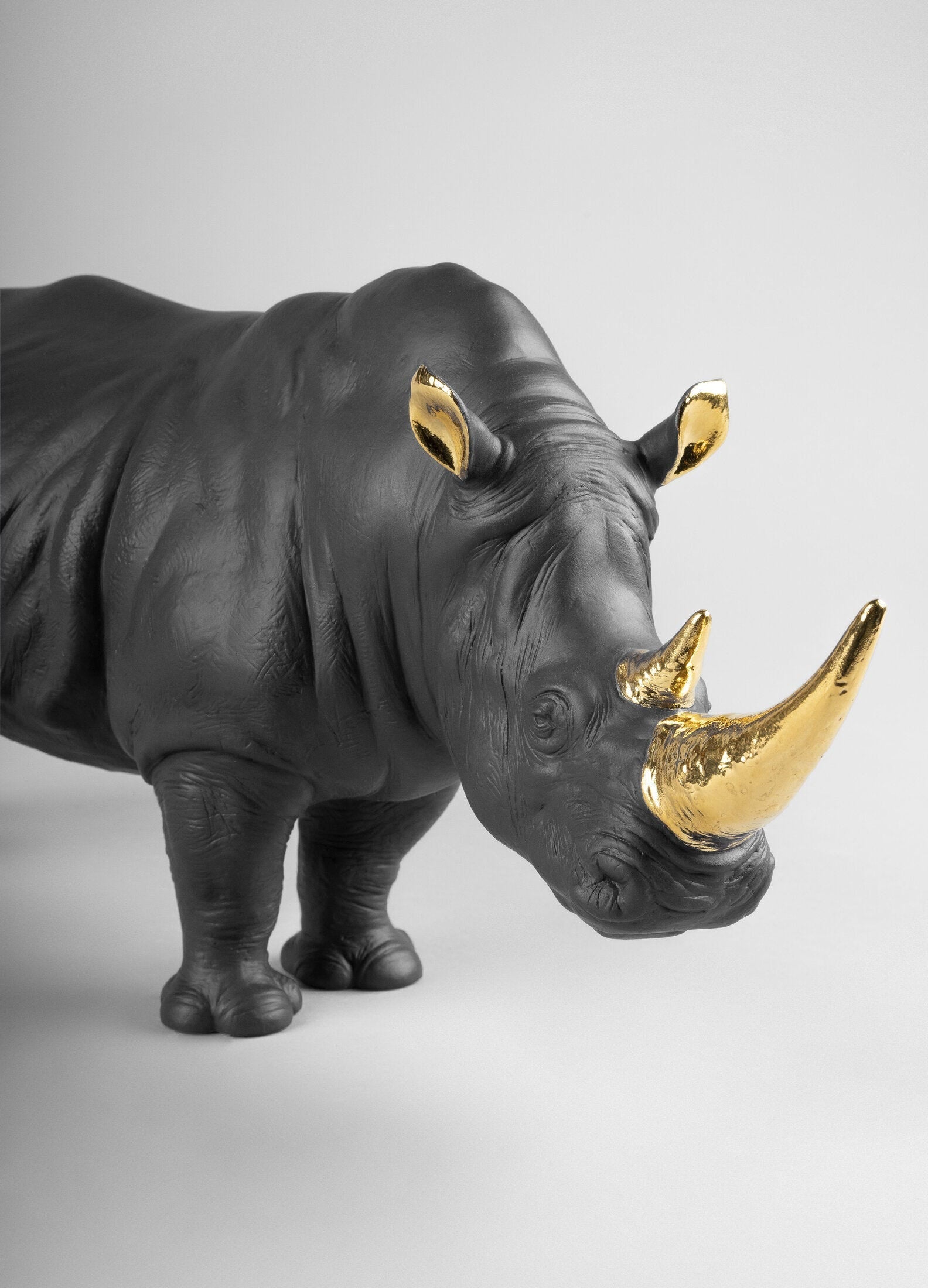 Buy Authentic Lladró Lladró Rhino Sculpture Black-Gold Limited Edition Sculpture - FormFluent Sydney Australia