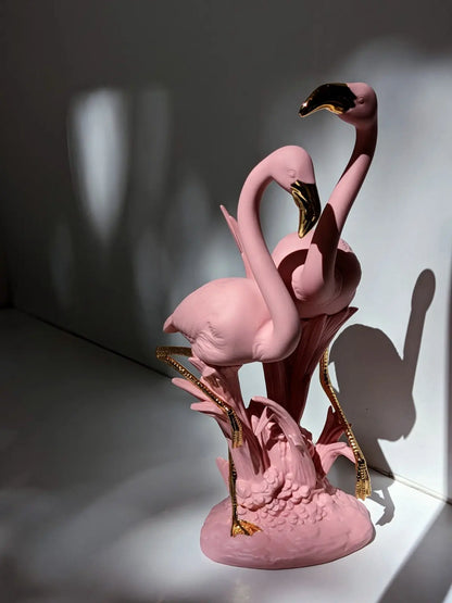  Lladró The Flamingos Couple in Pink and Gold Sculpture by Lladró at  FormFluent