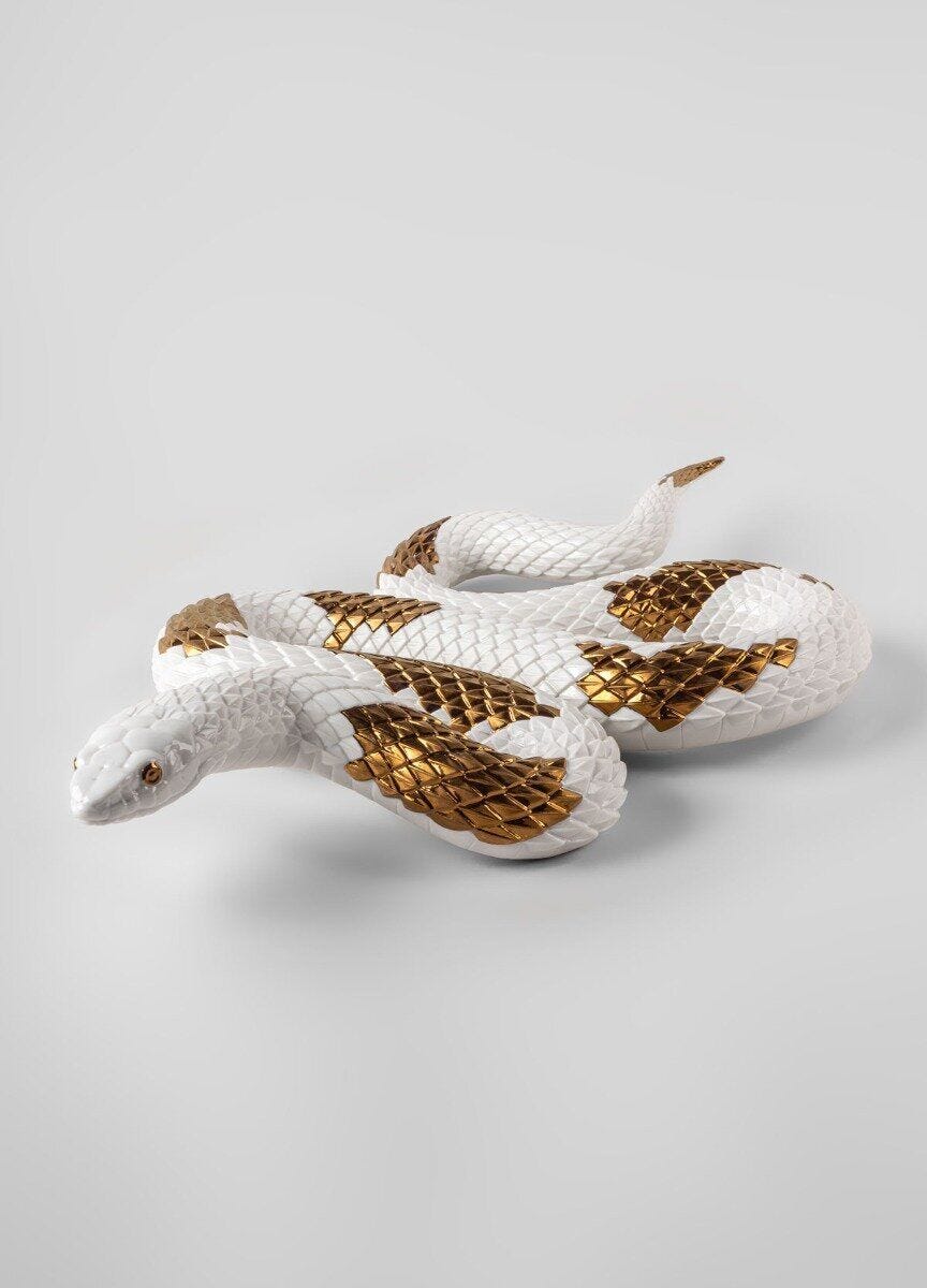 Snake Sculpture White-Copper