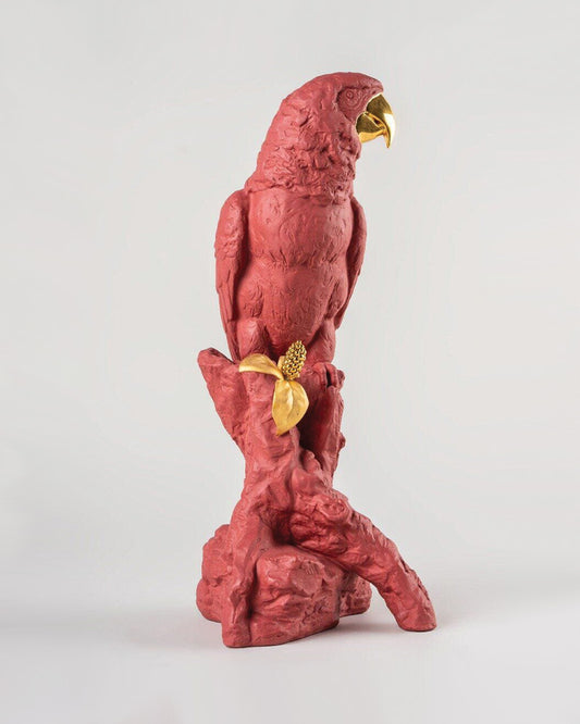 Lladró Macaw Bird Sculpture Red-Gold Limited Edition   FormFluent