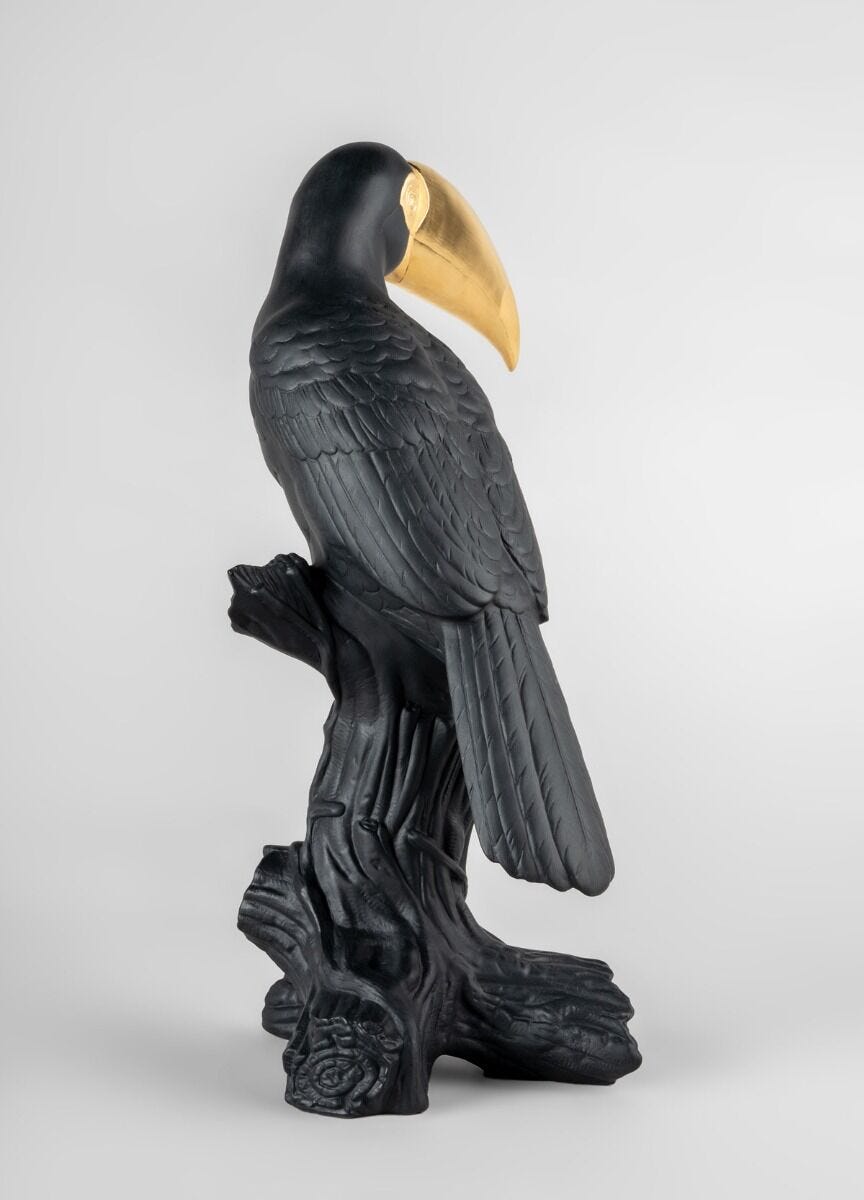 Toucan Sculpture. Black-gold. Limited Edition