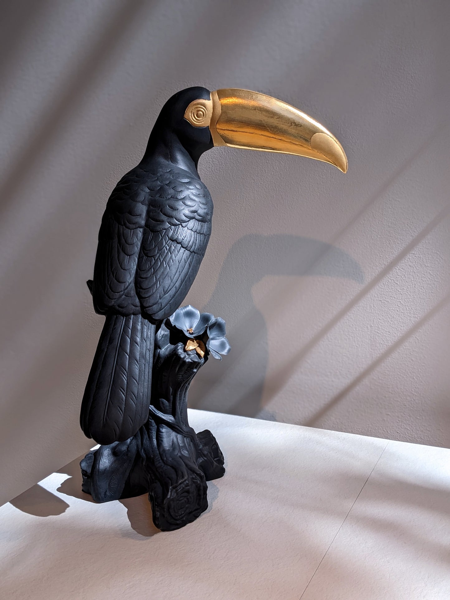 Toucan Sculpture. Black-gold. Limited Edition
