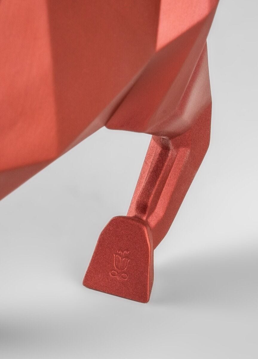 Origami Bull Sculpture Metallic Red