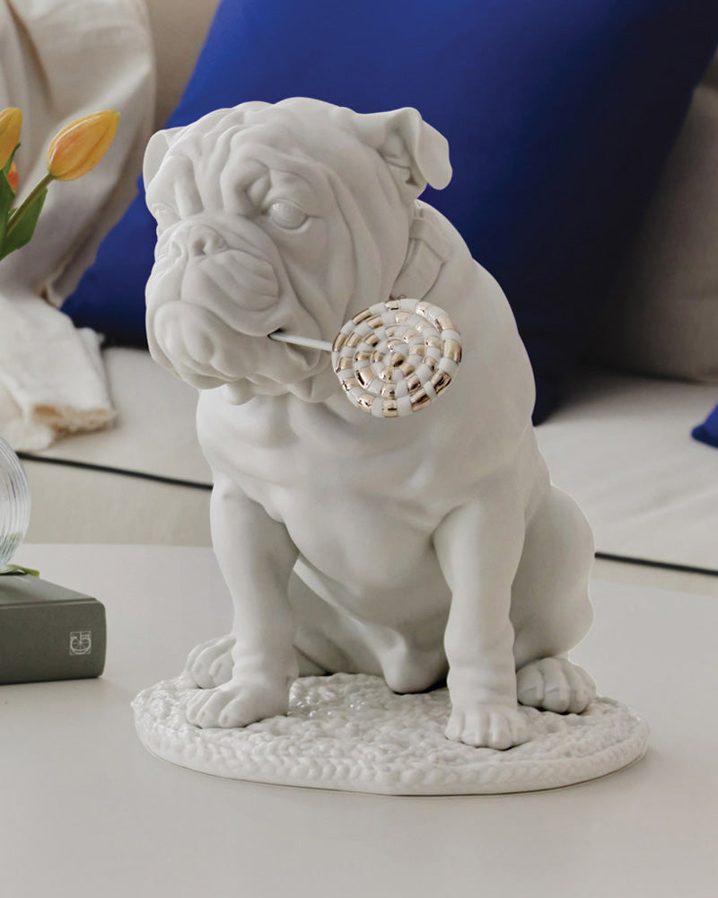 Lladró Bulldog With Lollipop Sculpture Re-Deco   FormFluent