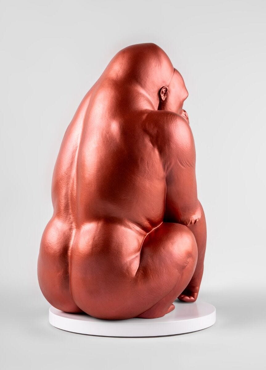 Lladró Gorilla Sculpture Metallic Red Limited Edition
