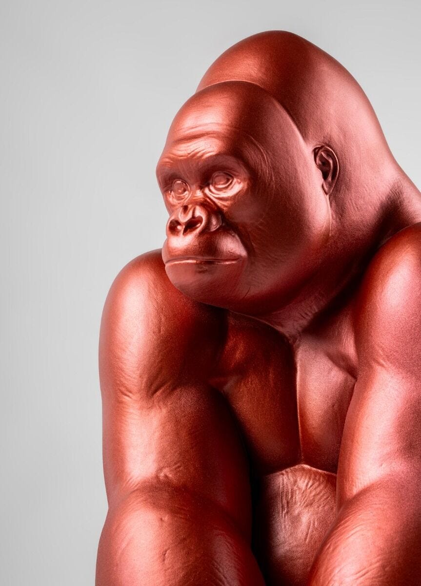 Lladró Gorilla Sculpture Metallic Red Limited Edition