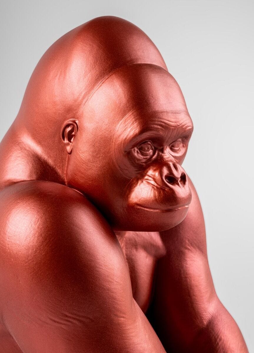 Lladró Gorilla Sculpture Metallic Red Limited Edition