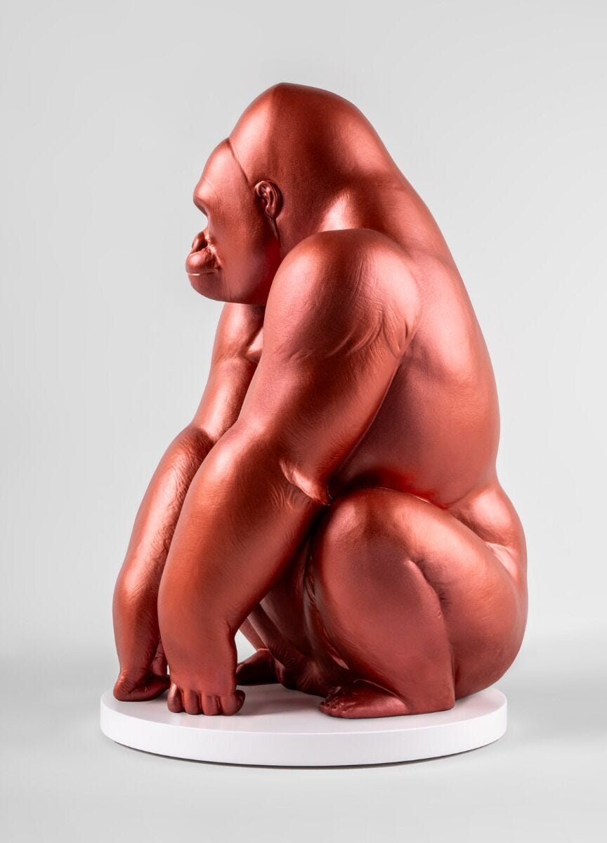 Lladró Gorilla Sculpture Metallic Red Limited Edition