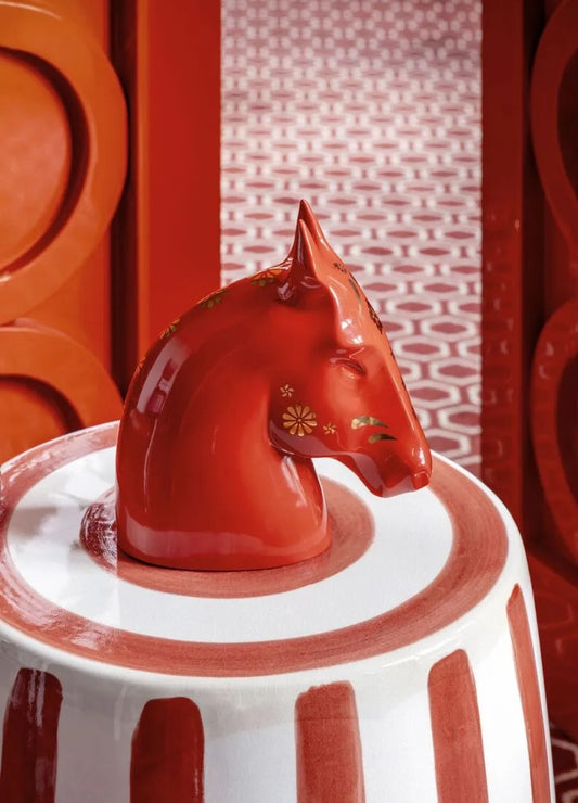 Lladró The Horse Sculpture. Red - Gold
