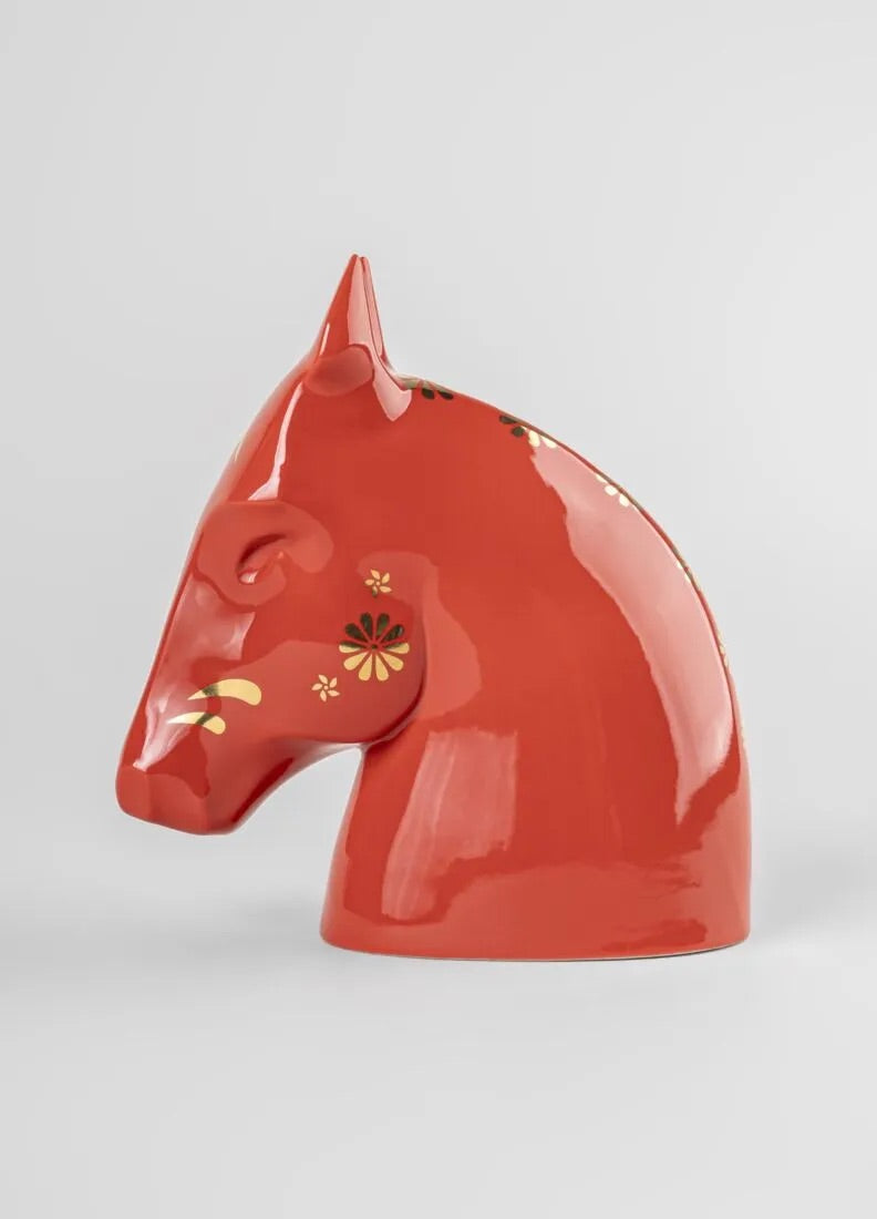 Lladró The Horse Sculpture. Red - Gold