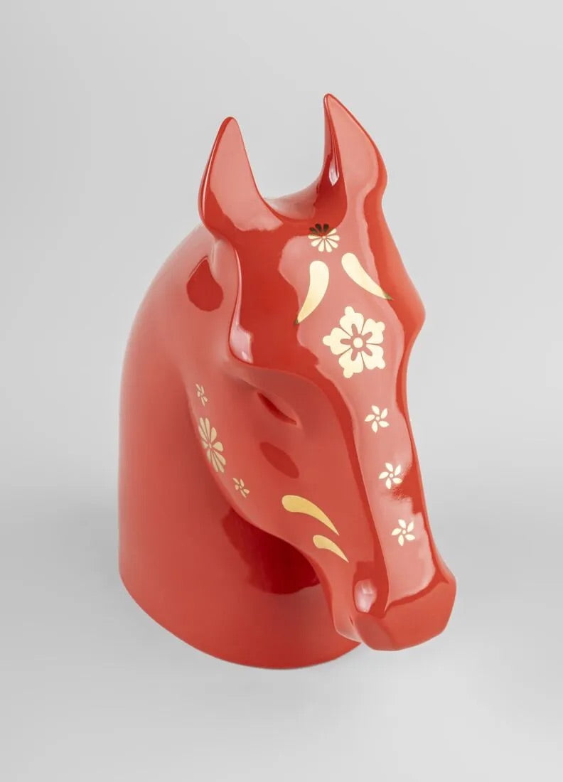 Lladró The Horse Sculpture. Red - Gold