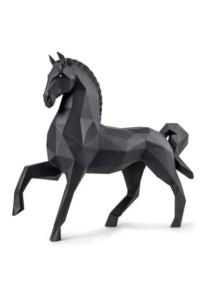 Lladró Origami Horse Sculpture Matt Black Sculpture by  Lladró at   FormFluent Sydney, Australia