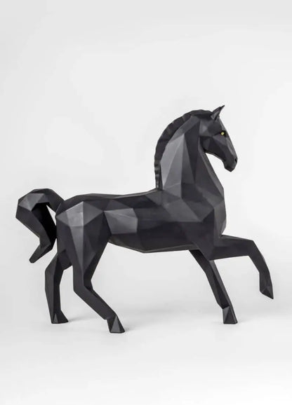 Lladró Origami Horse Sculpture Matt Black Sculpture by  Lladró at   FormFluent Sydney, Australia
