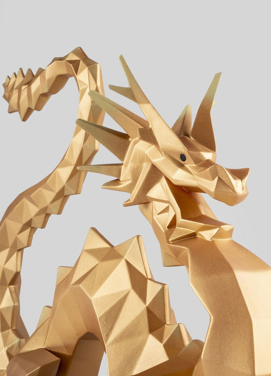 Lladró Lladró Origami Dragon Sculpture Golden Limited Edition Sculpture - FormFluent Sydney Australia