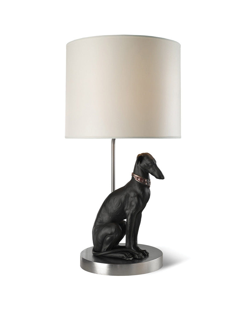 Lladró Attentive and Pensive Greyhound Lamps  - FormFluent Sydney Australia