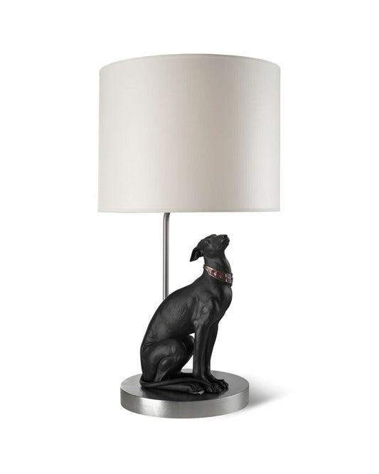 Lladró Attentive and Pensive Greyhound Lamps  - FormFluent Sydney Australia