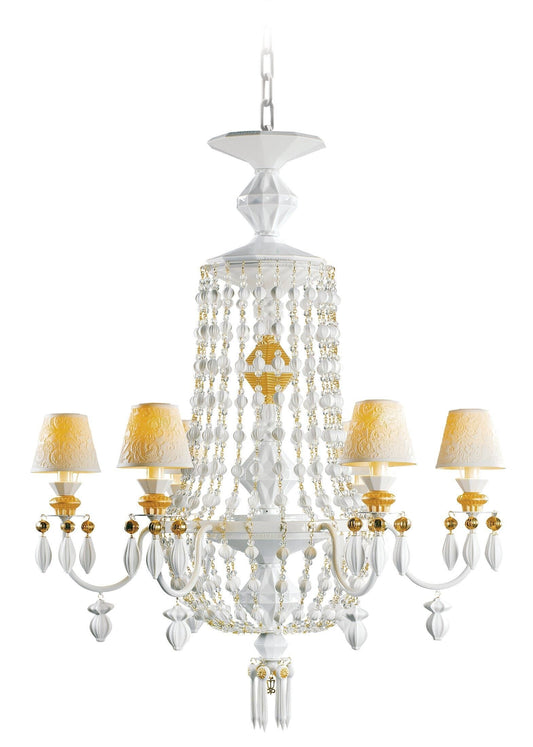 Lladró Winter Palace 6 Lights Chandelier - White and Gold Lustre Lighting by Lladró at  FormFluent Sydney, Australia