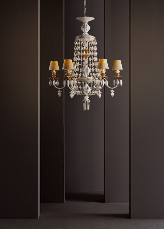 Lladró Winter Palace 6 Lights Chandelier - White and Gold Lustre - FormFluent