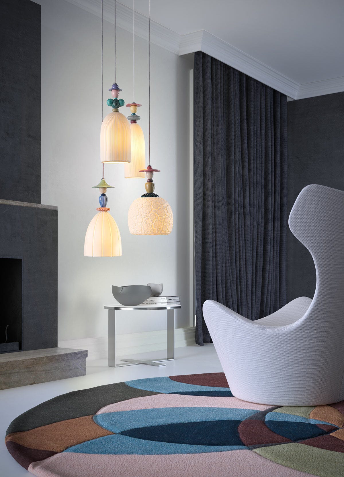 Lladró Mademoiselle 4 Lights Walking on The Beach Ceiling Lamp - FormFluent
