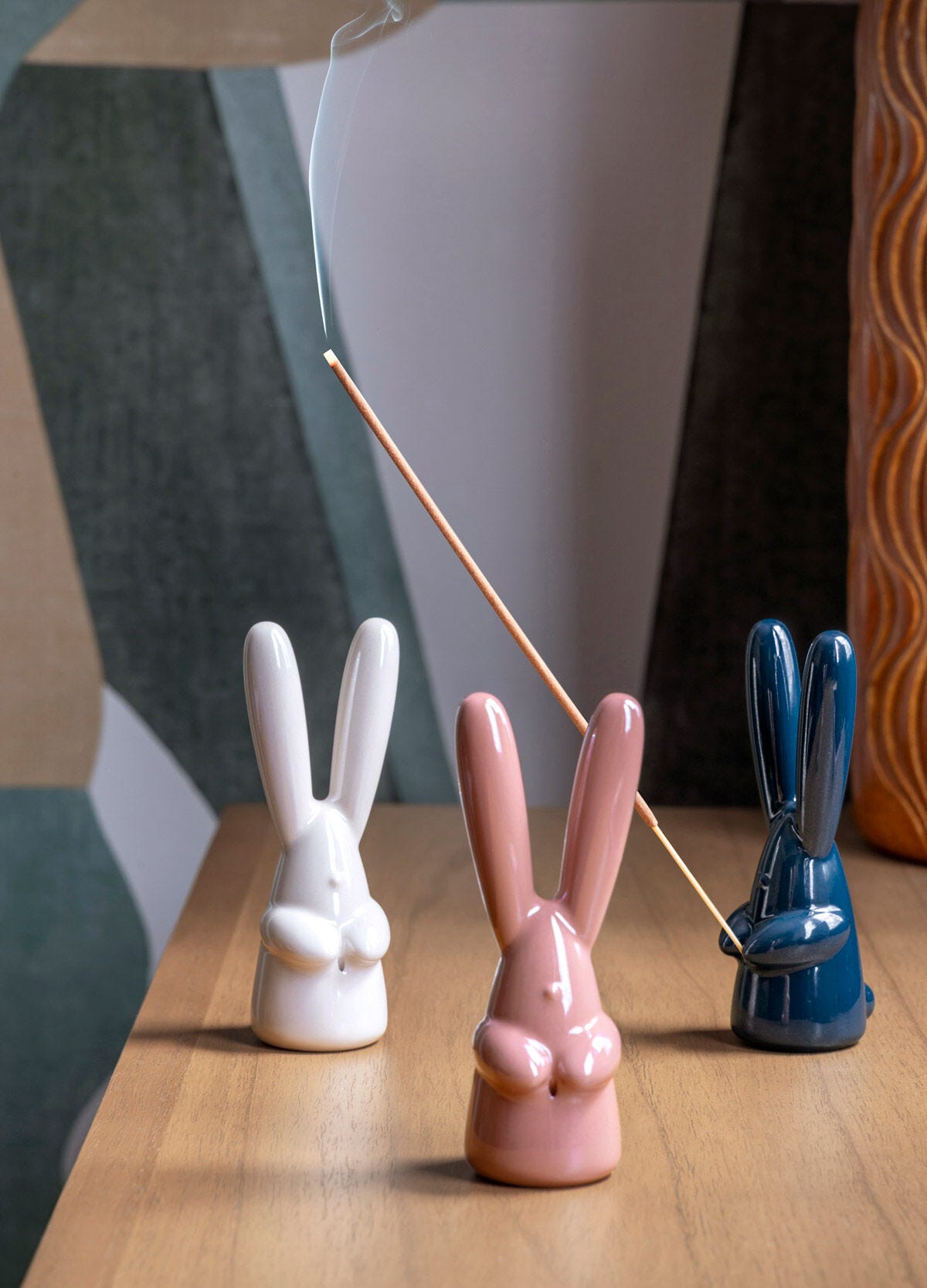 Lladró Bunny Figurine Incense Ring Holder Pink - FormFluent