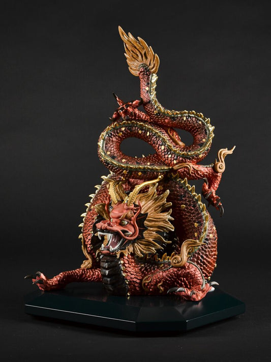 Protective Dragon Sculpture Gold and Red Limited Edition - FormFluent