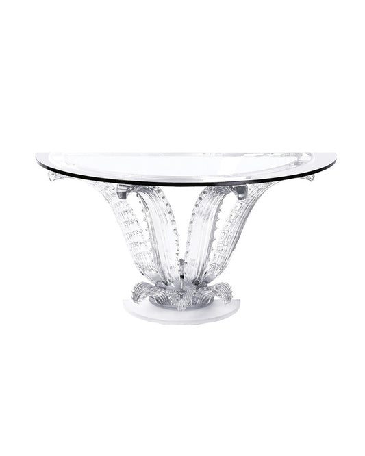 Cactus Console Table Lalique Semi-circle Design with 4 Cacti Crystal Legs