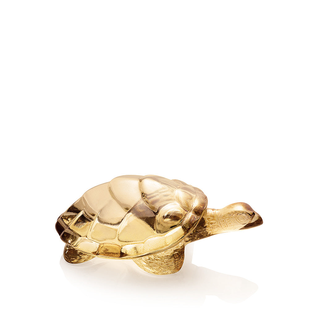 Caroline Turtle Sculpture Lalique Gold Lustre Crystal