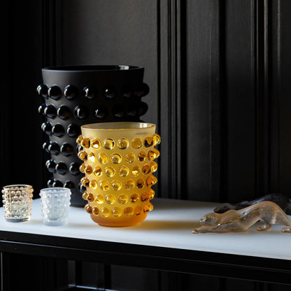 Lalique Mossi XXL Vase Black Crystal Vase by  Lalique at   FormFluent Sydney, Australia