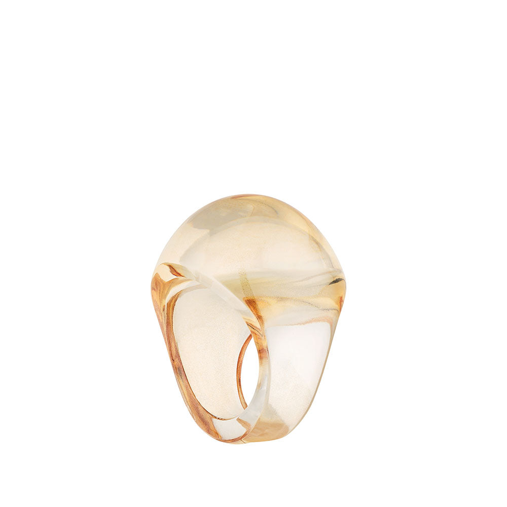 Lalique Cabochon Ring - Gold luster crystal