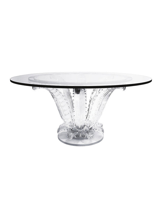 Cactus Round Table Lalique with 8 crystal cacti sculptural legs