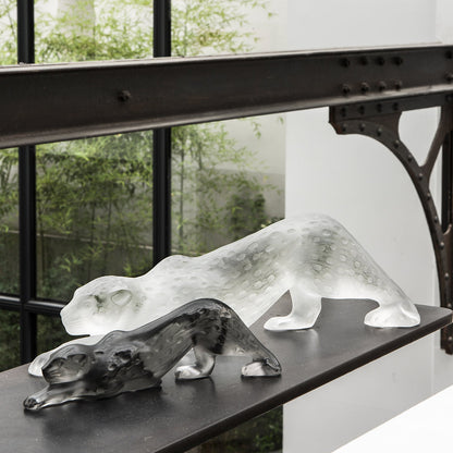 Lalique Zeila Panther Large Sculpture Pink Lustre Crystal Sculpture by  Lalique at   FormFluent Sydney, Australia