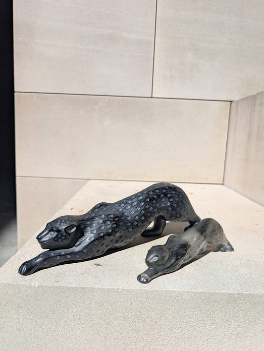 Lalique Zeila Panther Small Sculpture Grey Crystal Sculpture by  Lalique at   FormFluent Sydney, Australia