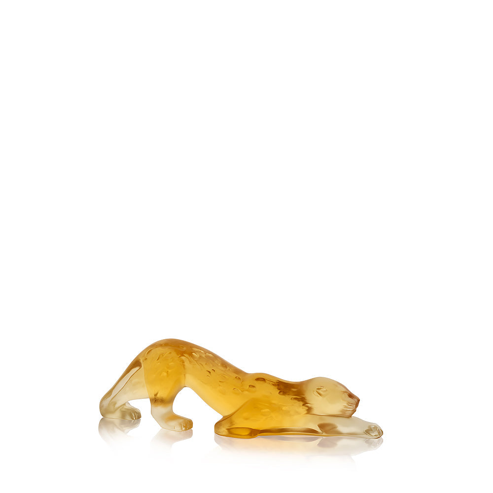 Zeila Panther Small Sculpture Lalique amber crystal