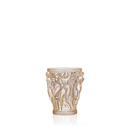 Lalique Bacchantes Small Vase Gold Lustre Crystal Vase by  Lalique at   FormFluent Sydney, Australia