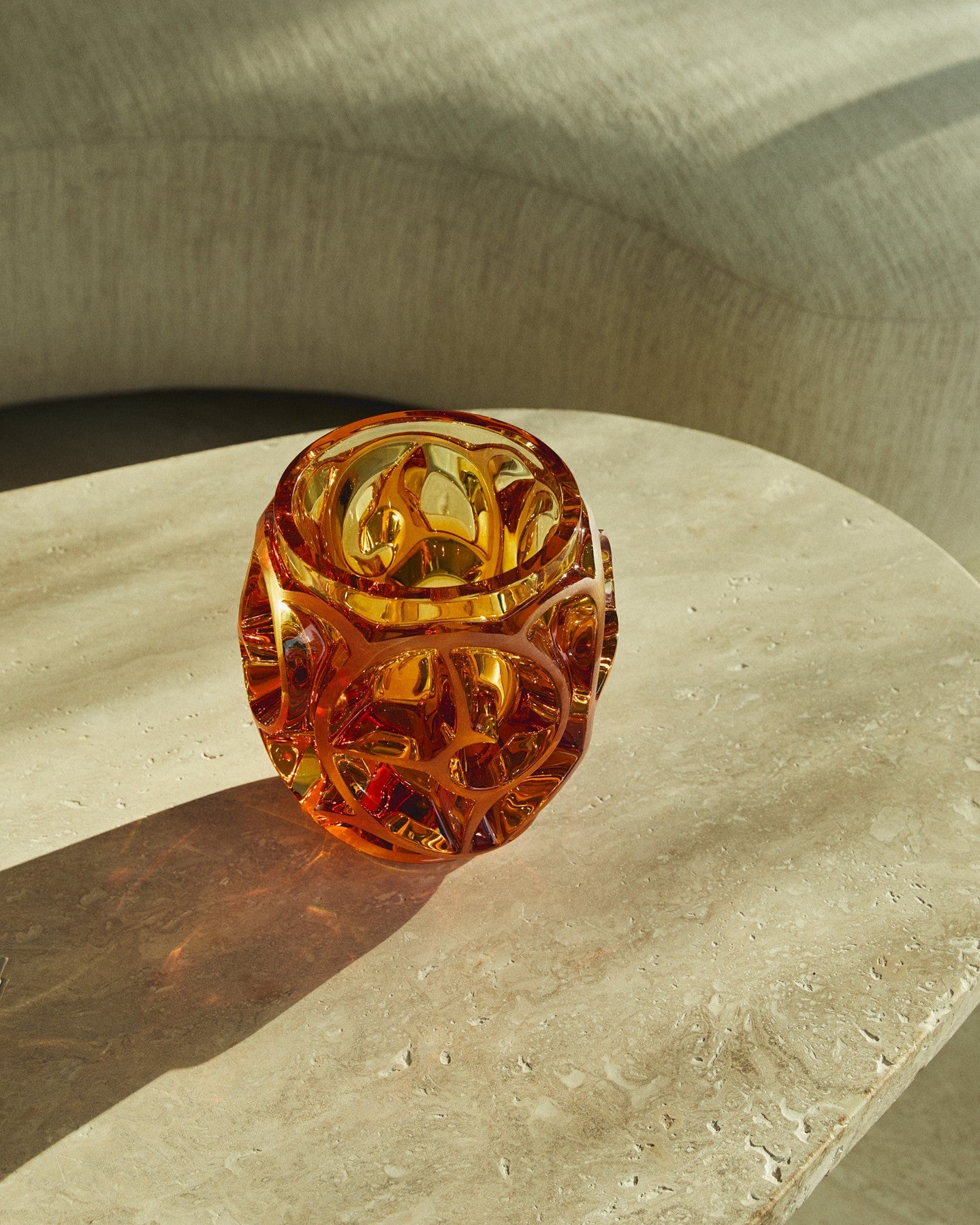 Lalique Tourbillons Small Vase Amber Crystal