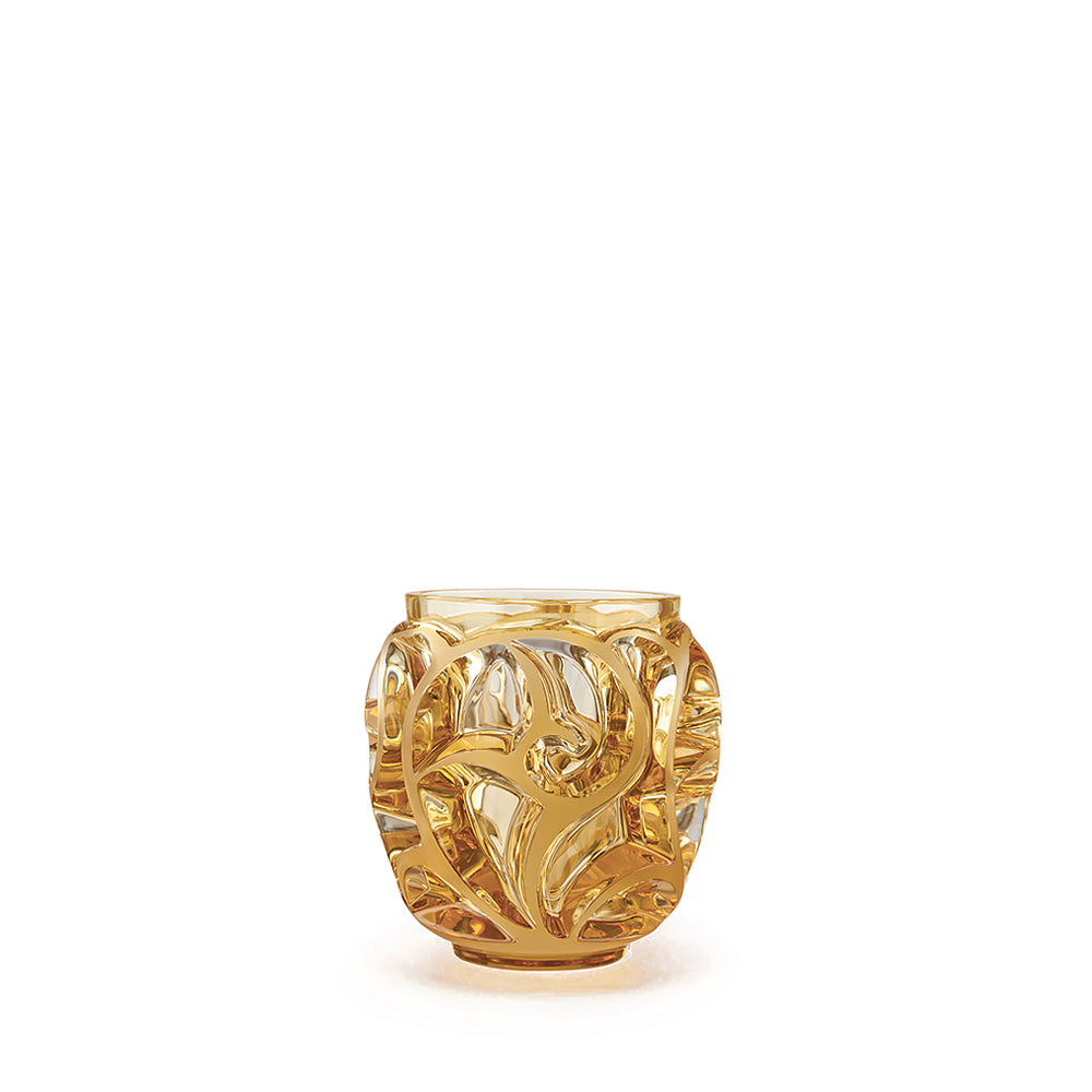 Tourbillons Small Vase Lalique amber crystal