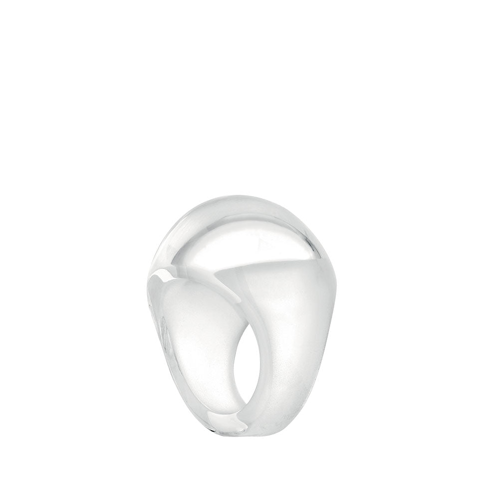 Lalique Cabochon Ring - Clear with White Patina crystal