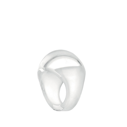 Lalique Cabochon Ring - Clear with White Patina crystal