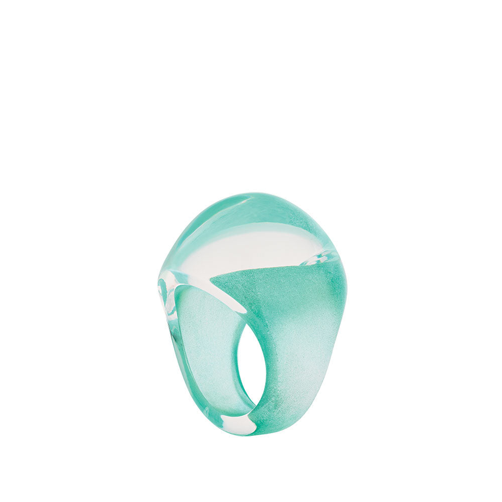 Lalique Cabochon Ring - Clear with Green Patina crystal