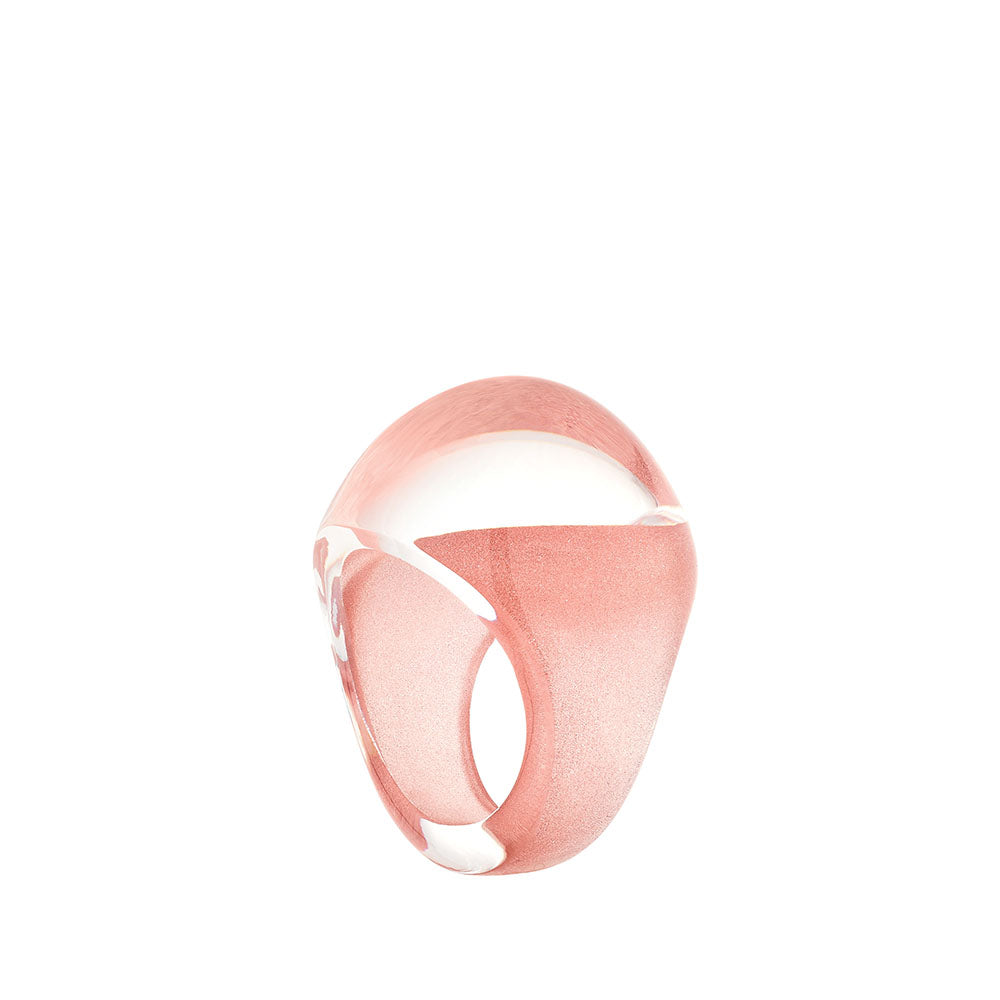 Lalique Cabochon Ring - Clear with Pink Patina crystal